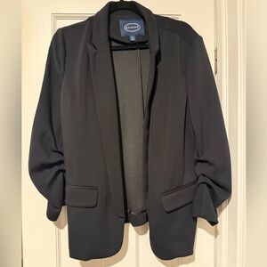 Black Open Front Blazer Women’s Large Stretch Work Office Minimalist Chic Jacket